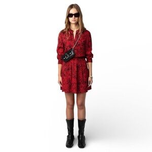 Zadig and Voltaire red and black crimson mini dress